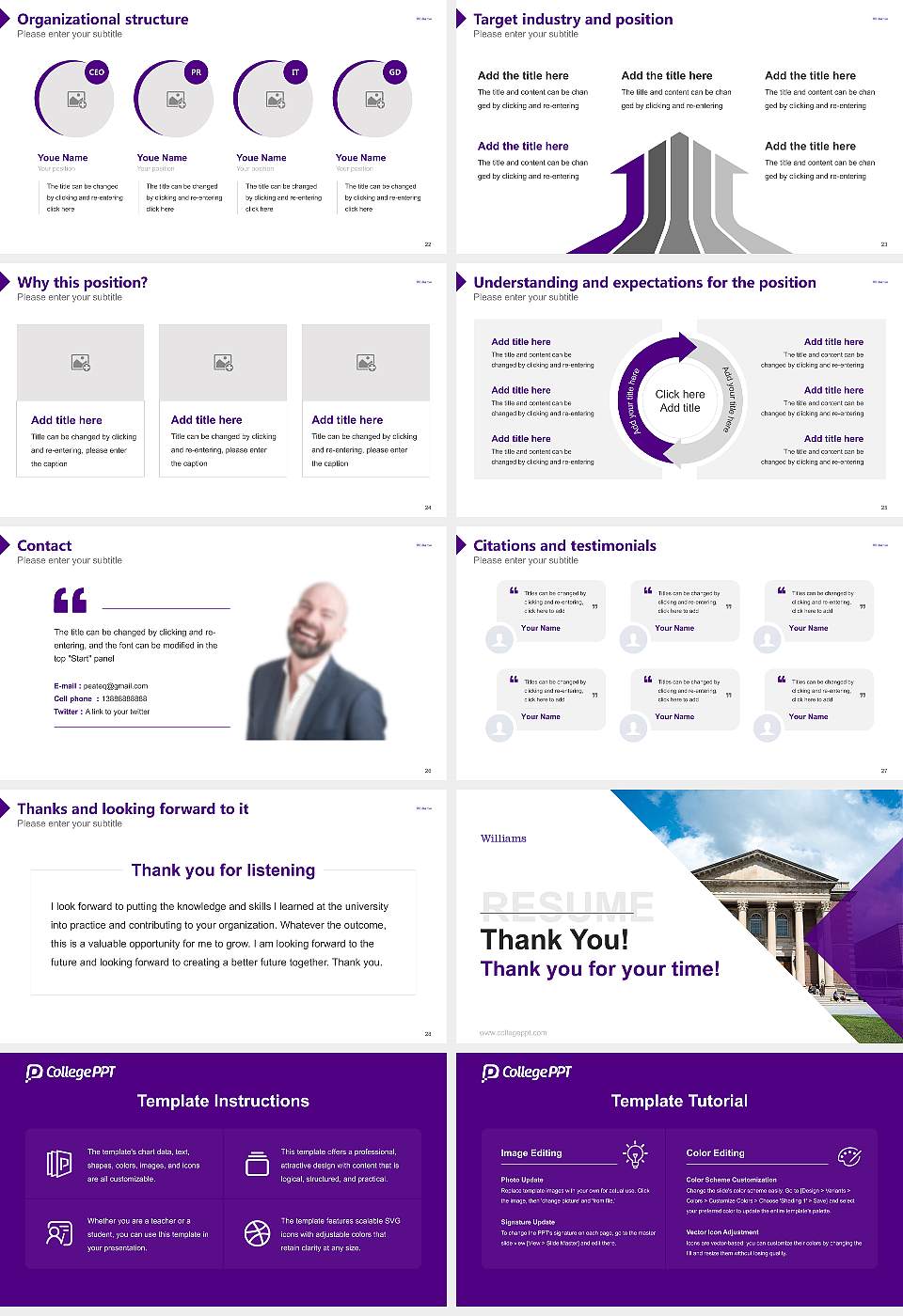 Williams College Resume PPT Template16:9 ratio PPT effect preview image4