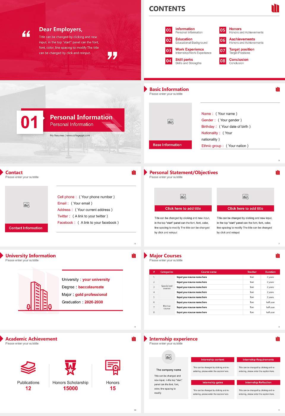Wheeling University Resume PPT Template16:9 ratio PPT effect preview image2
