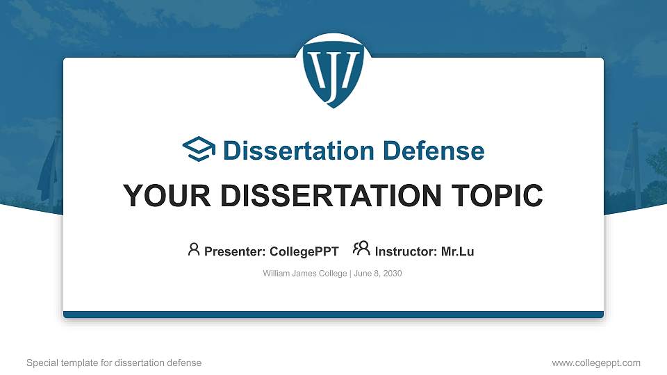 William James College Graduation Thesis Defense PPT Template16:9 ratio PPT effect preview image