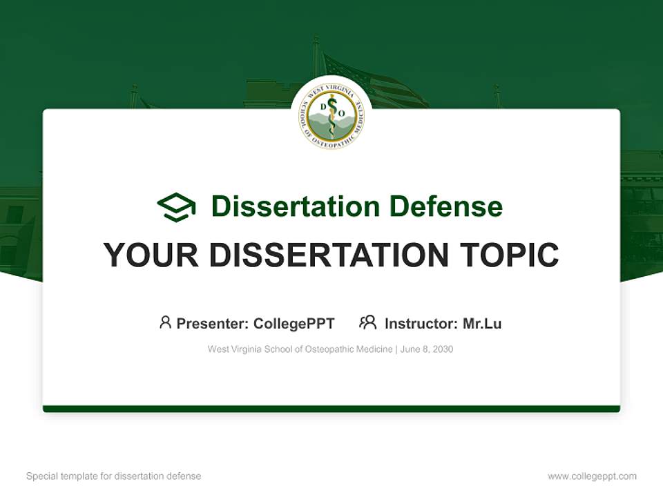 West Virginia School of Osteopathic Medicine Graduation Thesis Defense PPT Template4:3 ratio PPT effect preview image7