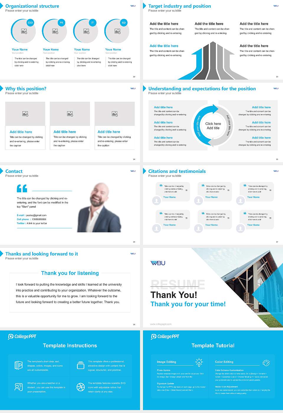Williams Baptist University Resume PPT Template16:9 ratio PPT effect preview image4