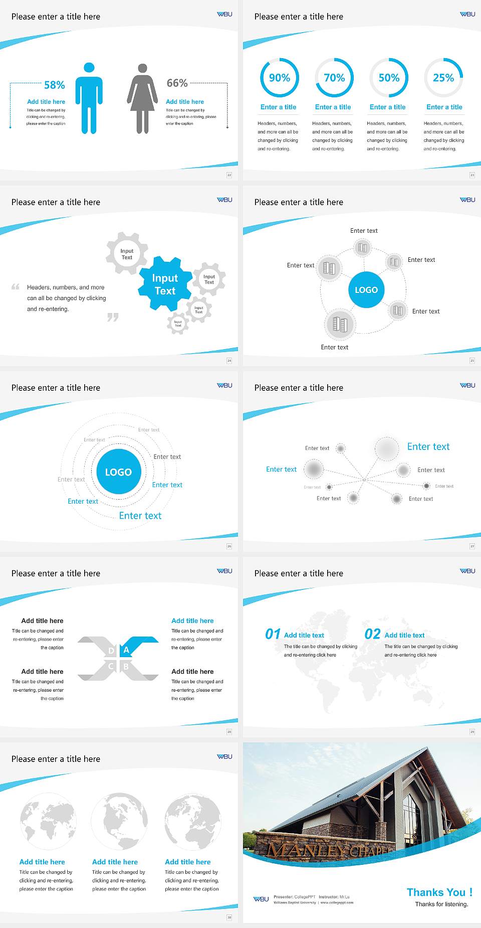 Williams Baptist University Course/Courseware Creation PPT Template4:3 ratio PPT effect preview image4