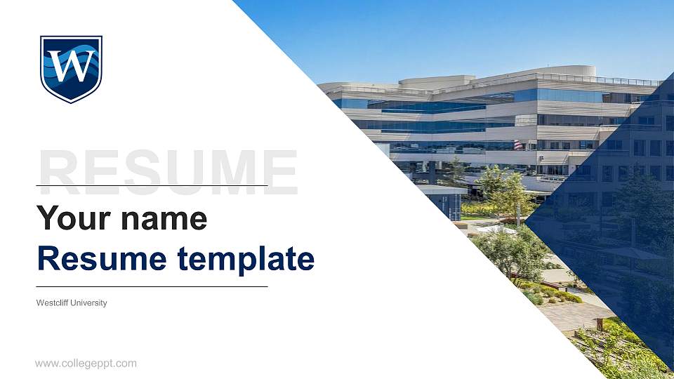 Westcliff University Resume PPT Template16:9 ratio PPT effect preview image