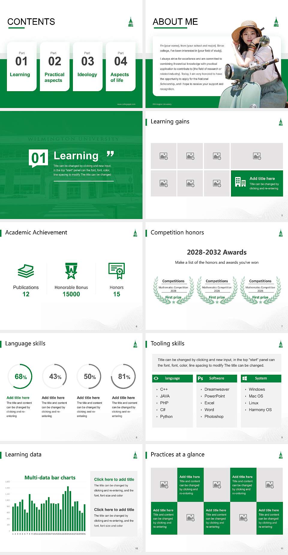 Wilmington University National Scholarship Defense PPT Template4:3 ratio PPT effect preview image2