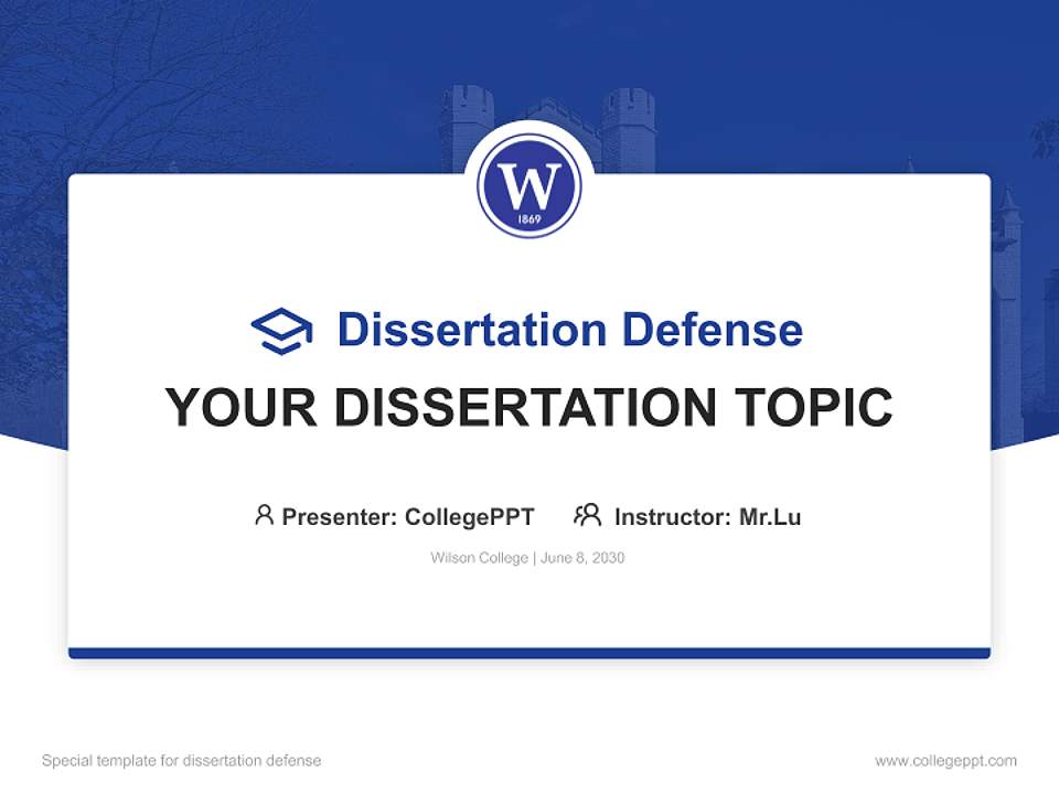 Wilson College Graduation Thesis Defense PPT Template4:3 ratio PPT effect preview image7