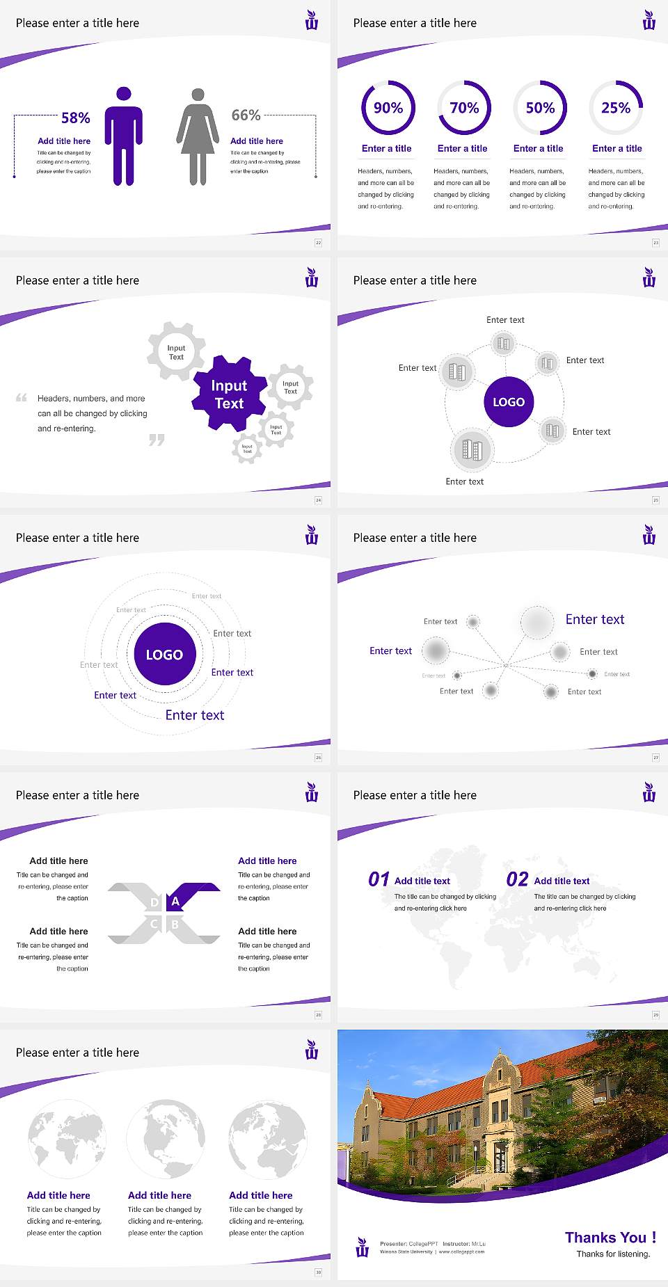 Winona State University Course/Courseware Creation PPT Template4:3 ratio PPT effect preview image4