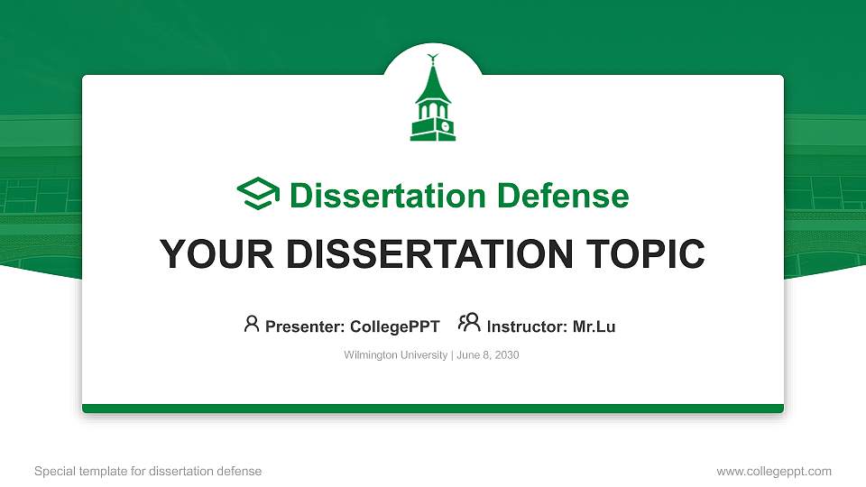 Wilmington University Graduation Thesis Defense PPT Template16:9 ratio PPT effect preview image