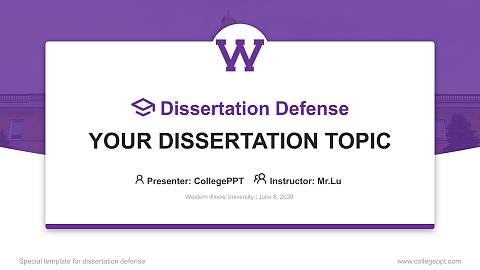 Western Illinois University Graduation Thesis Defense PPT Template