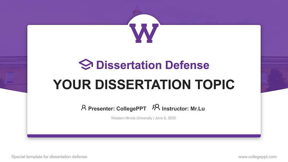 Western Illinois University Graduation Thesis Defense PPT Template16:9 ratio PPT effect preview image