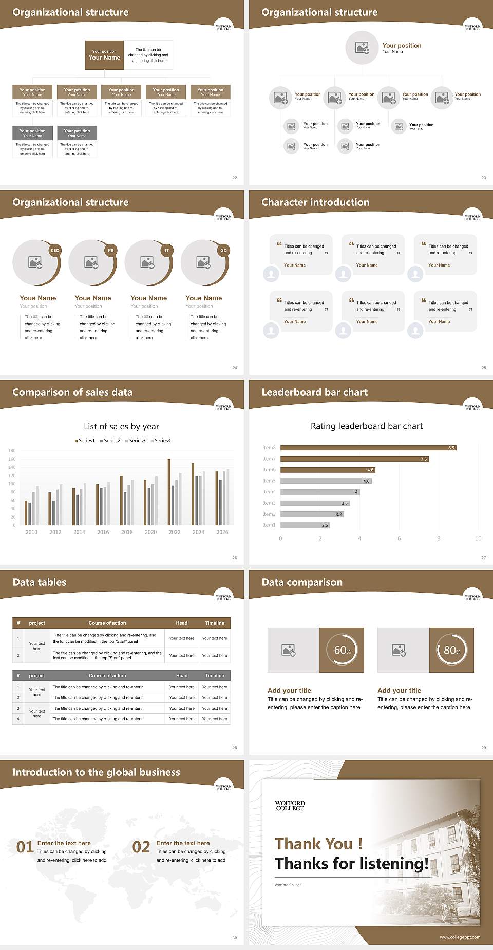 Wofford College Academic Presentation/Research Findings Report PPT Template4:3 ratio PPT effect preview image4