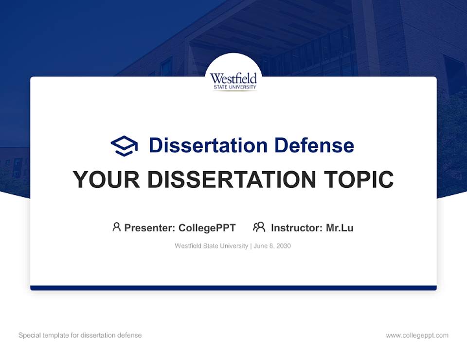 Westfield State University Graduation Thesis Defense PPT Template4:3 ratio PPT effect preview image7