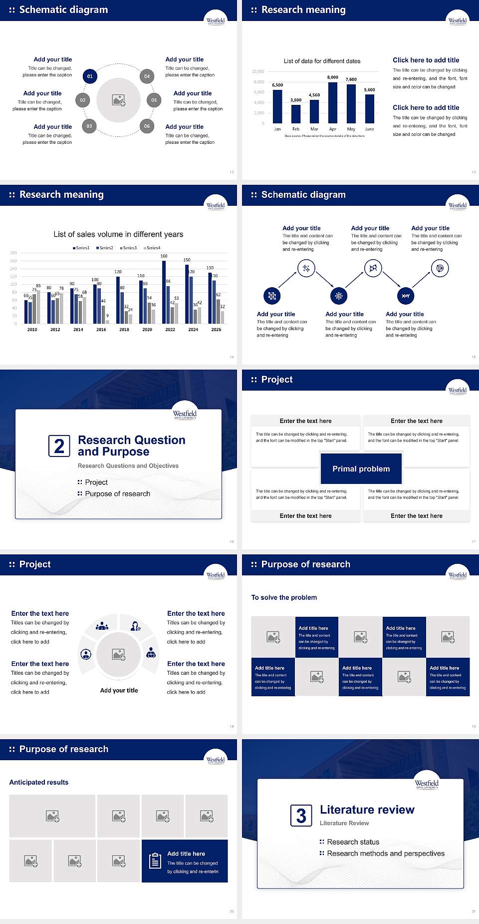 Westfield State University Graduation Thesis Defense PPT Template4:3 ratio PPT effect preview image3