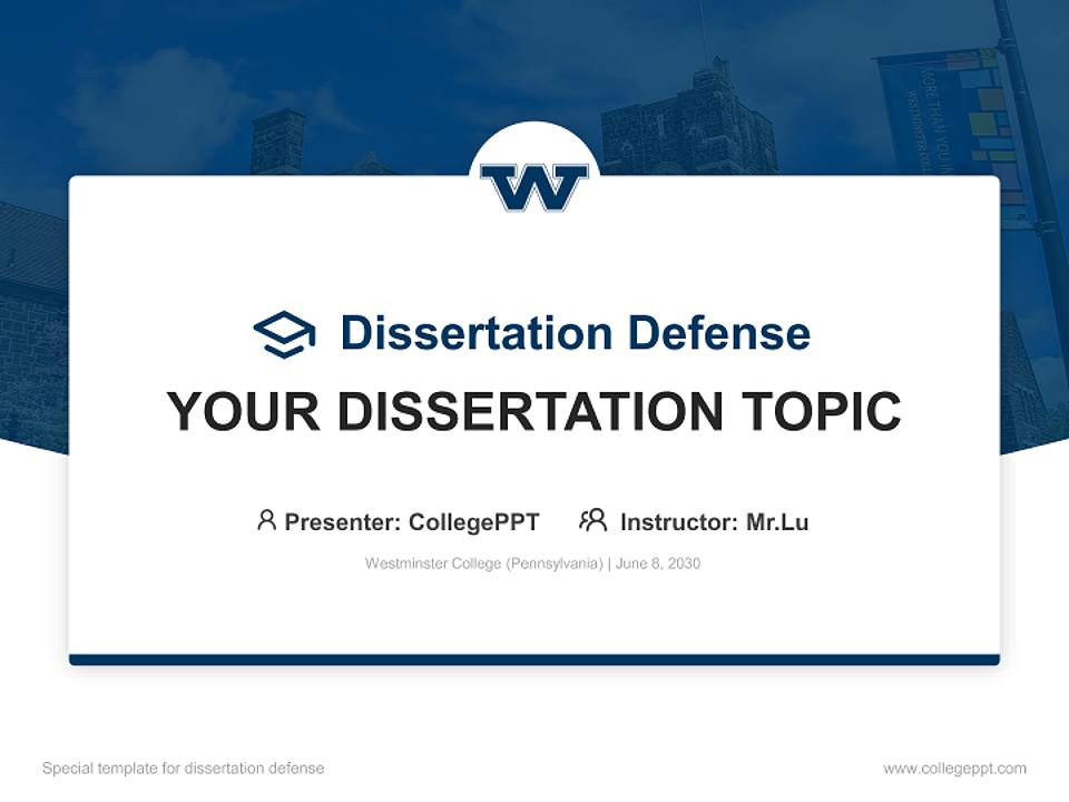 Westminster College (Pennsylvania) Graduation Thesis Defense PPT Template4:3 ratio PPT effect preview image7