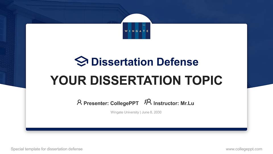 Wingate University Graduation Thesis Defense PPT Template16:9 ratio PPT effect preview image