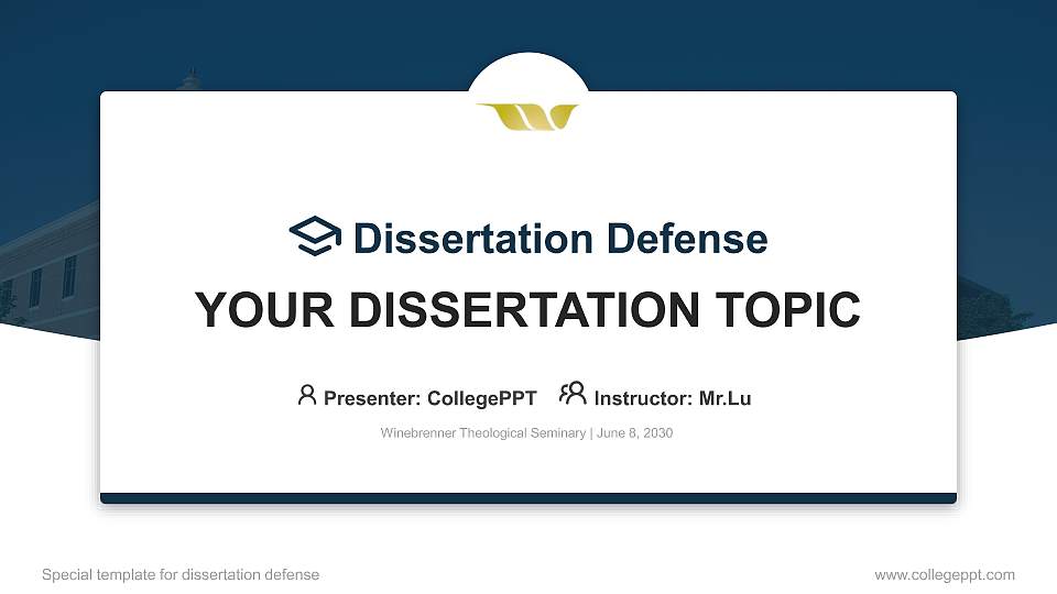 Winebrenner Theological Seminary Graduation Thesis Defense PPT Template16:9 ratio PPT effect preview image