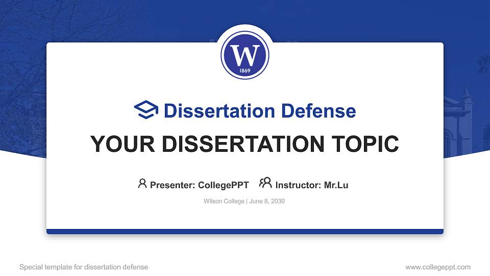 Wilson College Graduation Thesis Defense PPT Template16:9 ratio PPT effect preview image