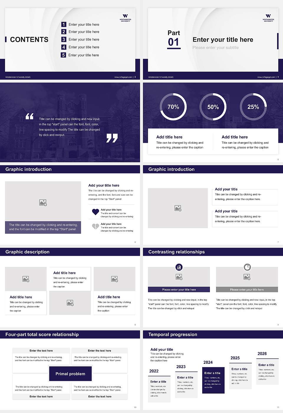 Westminster University (Utah) Thesis Proposal/Graduation Defense PPT Template16:9 ratio PPT effect preview image2