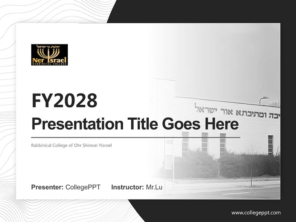 Rabbinical College of Ohr Shimon Yisroel Academic Presentation/Research Findings Report PPT Template4:3 ratio PPT effect preview image5