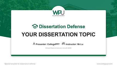 William Peace University Graduation Thesis Defense PPT Template