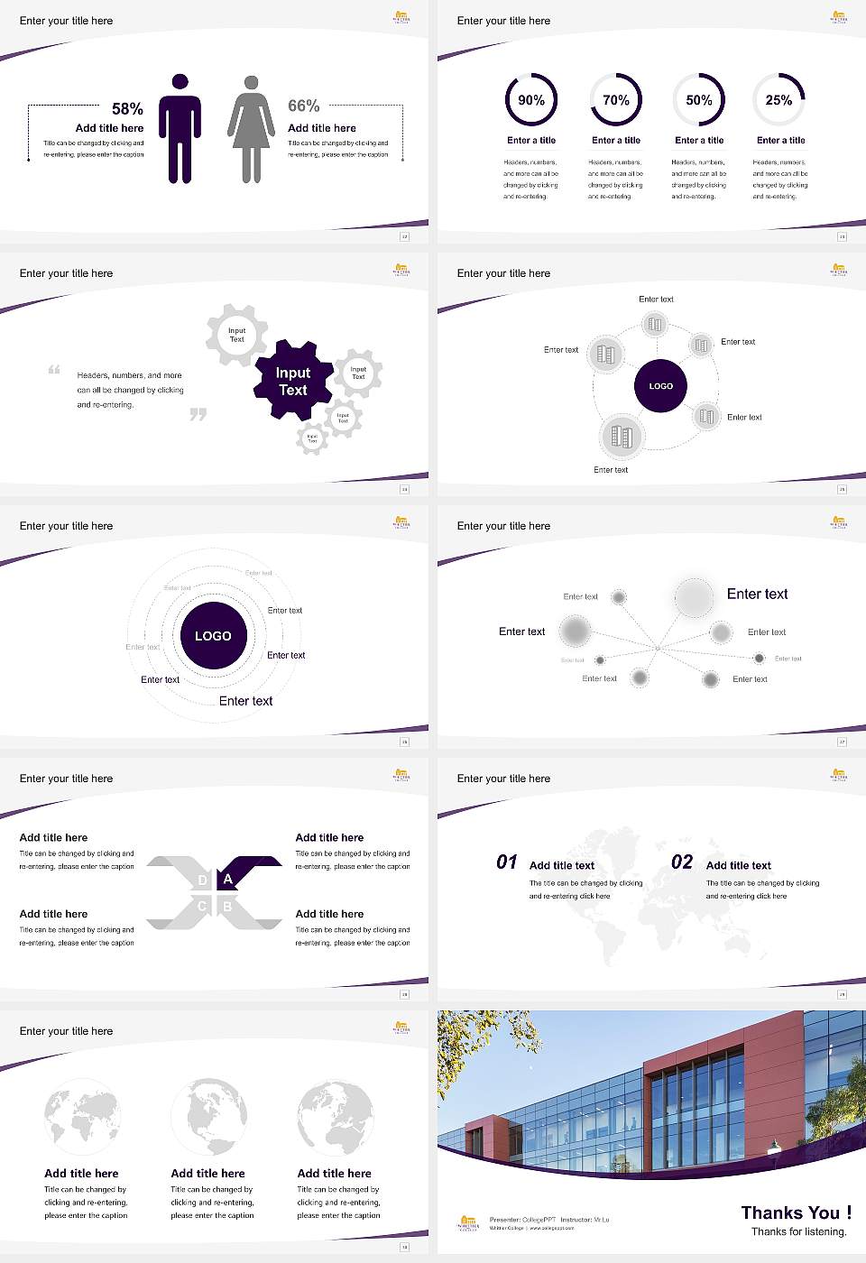 Whittier College Course/Courseware Creation PPT Template16:9 ratio PPT effect preview image4