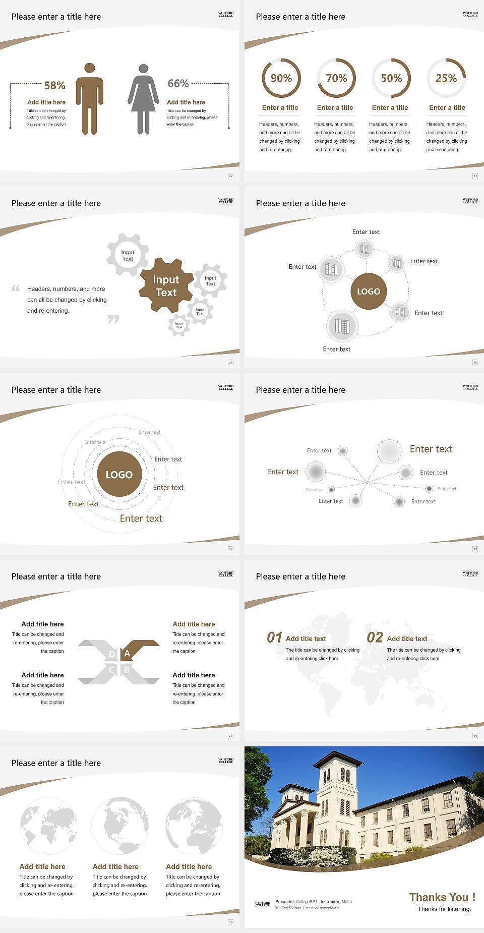 Wofford College Course/Courseware Creation PPT Template4:3 ratio PPT effect preview image4