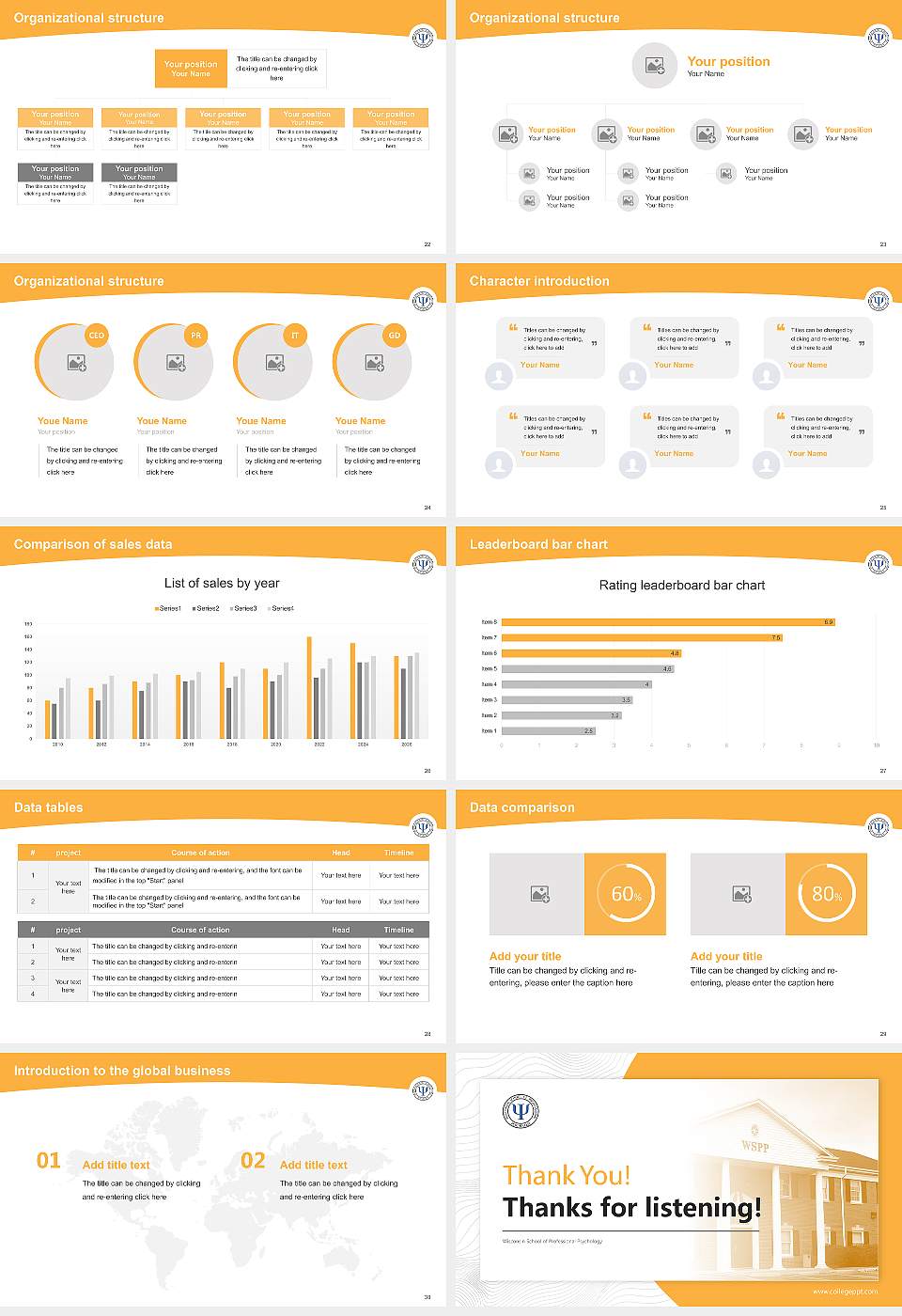 Wisconsin School of Professional Psychology Academic Presentation/Research Findings Report PPT Template16:9 ratio PPT effect preview image4
