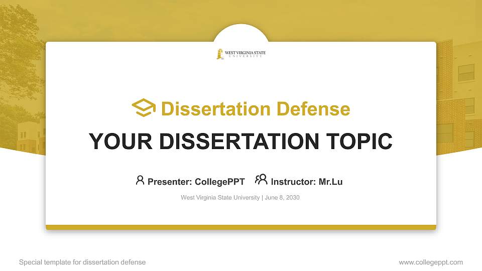 West Virginia State University Graduation Thesis Defense PPT Template16:9 ratio PPT effect preview image1
