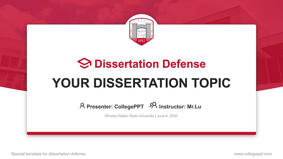 Winston-Salem State University Graduation Thesis Defense PPT Template16:9 ratio PPT effect preview image
