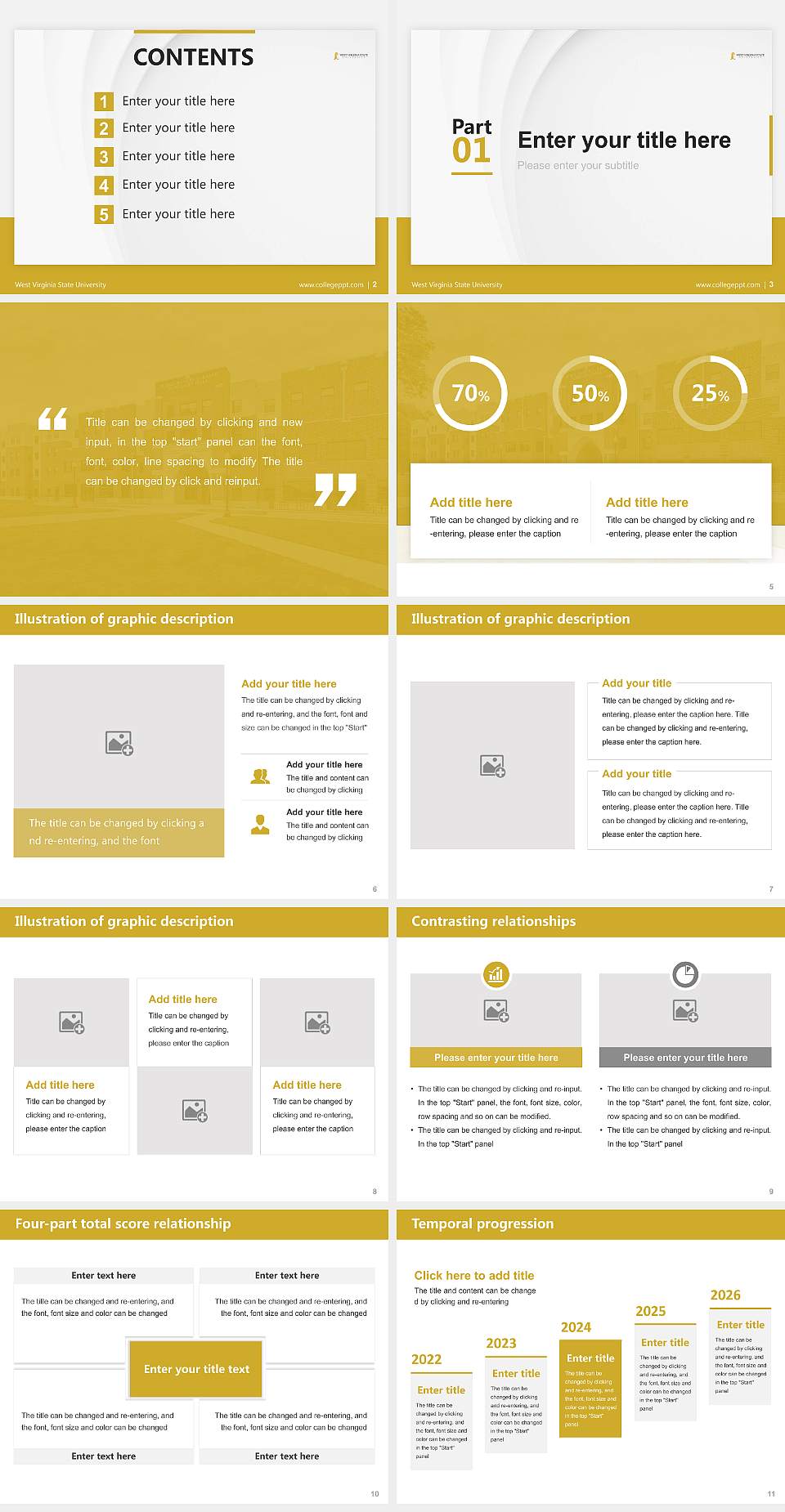 West Virginia State University Thesis Proposal/Graduation Defense PPT Template4:3 ratio PPT effect preview image2