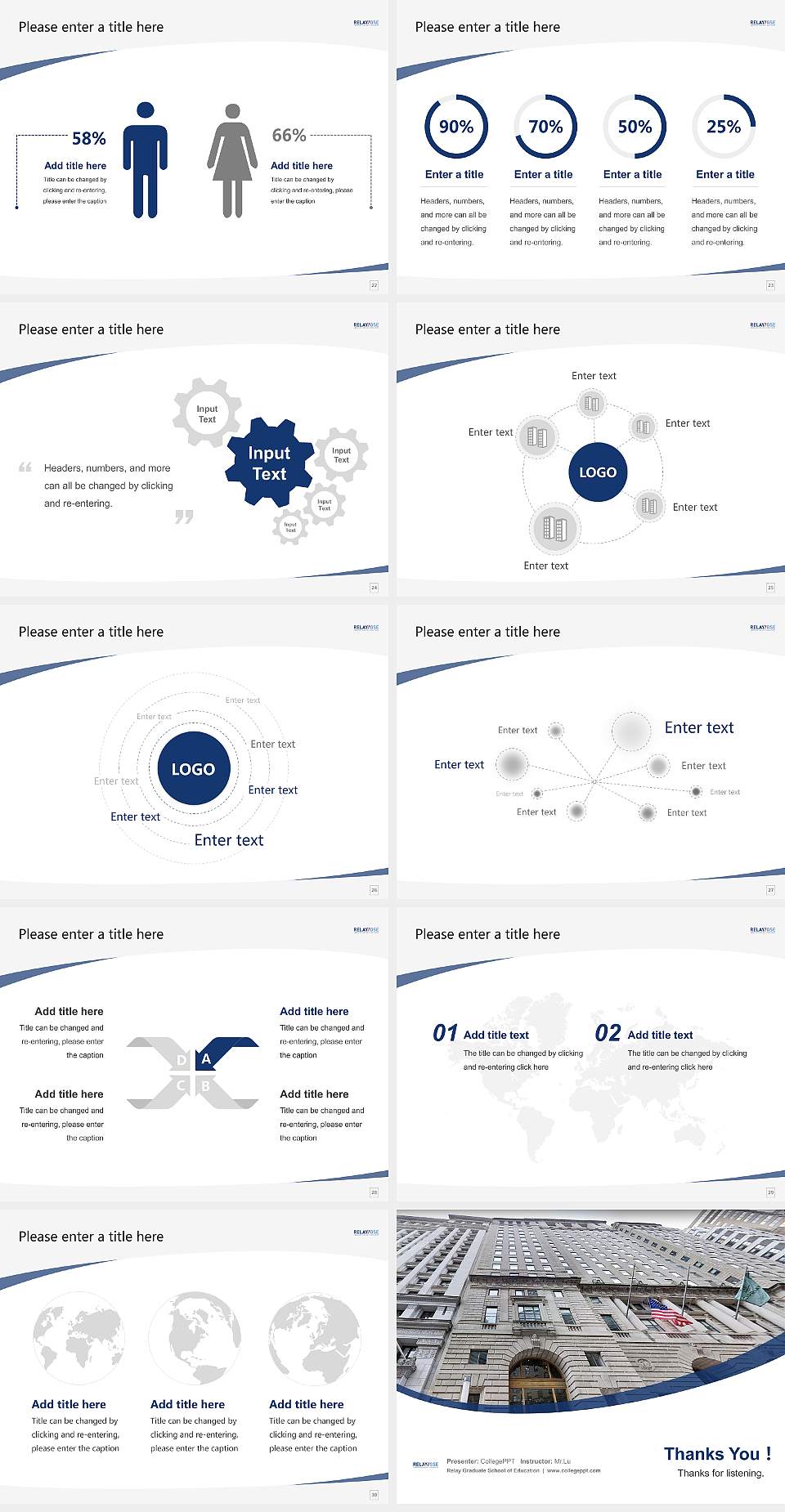 Relay Graduate School of Education Course/Courseware Creation PPT Template4:3 ratio PPT effect preview image4