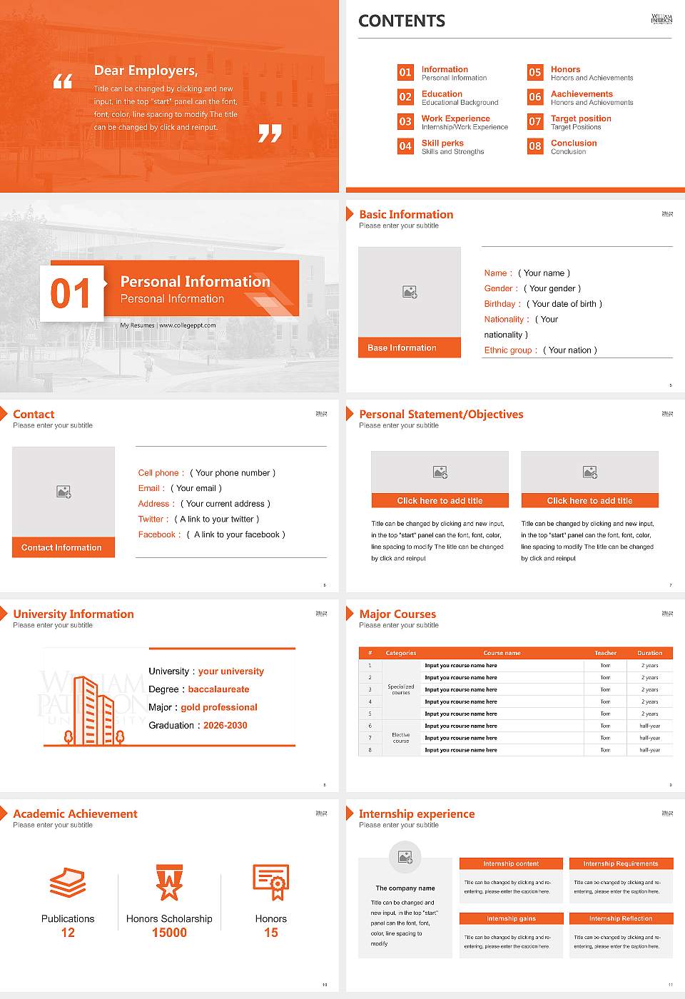William Paterson University of New Jersey Resume PPT Template16:9 ratio PPT effect preview image2