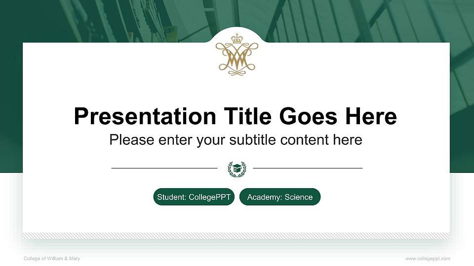 College of William & Mary National Scholarship Defense PPT Template16:9 ratio PPT effect preview image