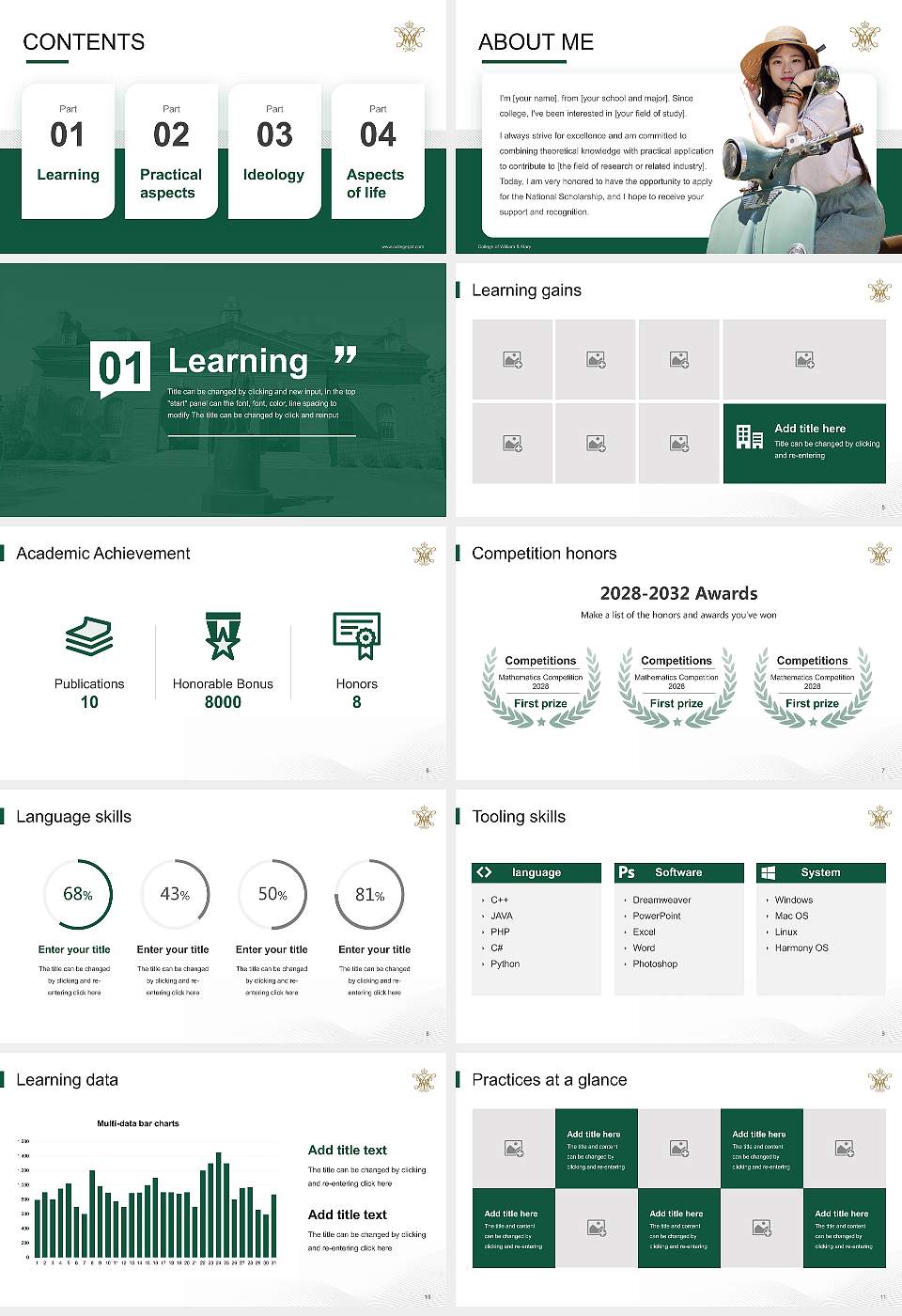 College of William & Mary National Scholarship Defense PPT Template16:9 ratio PPT effect preview image2
