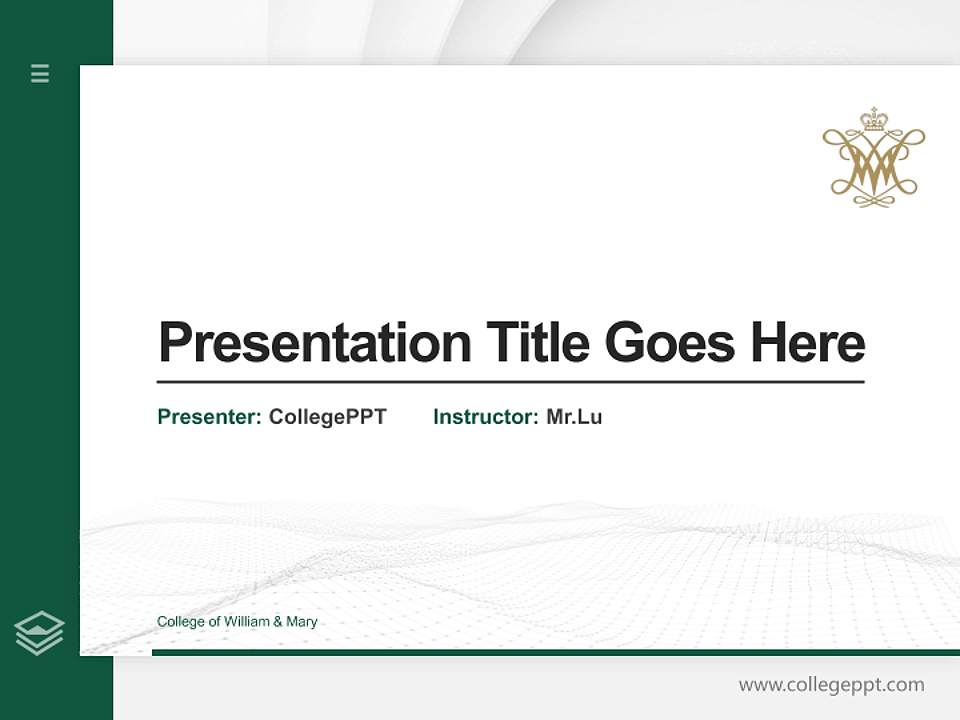 College of William & Mary Thesis Proposal/Graduation Defense PPT Template4:3 ratio PPT effect preview image5