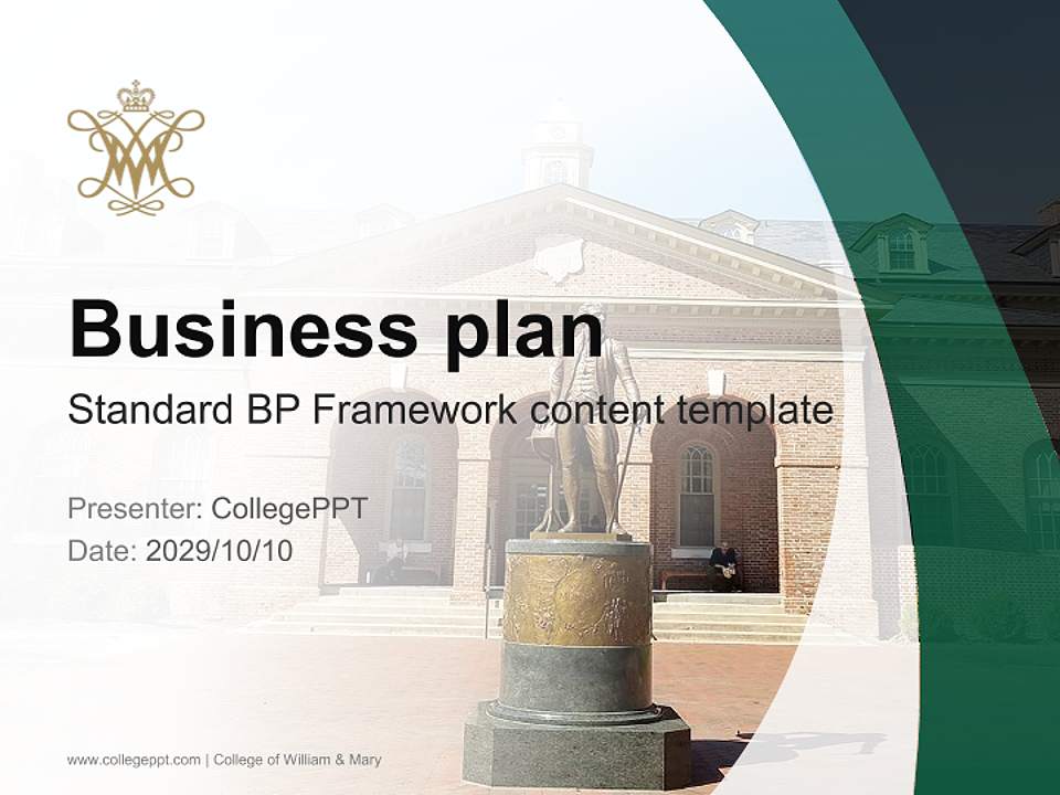 College of William & Mary Competition/Entrepreneurship Contest PPT Template4:3 ratio PPT effect preview image9