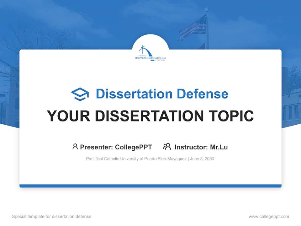 Pontifical Catholic University of Puerto Rico-Mayaguez Graduation Thesis Defense PPT Template4:3 ratio PPT effect preview image7