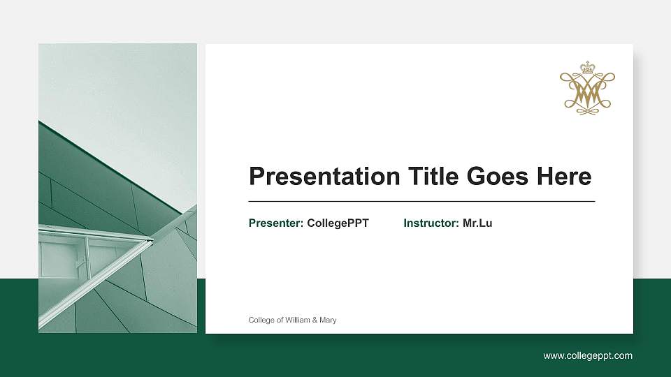 College of William & Mary General Purpose PPT Template16:9 ratio PPT effect preview image