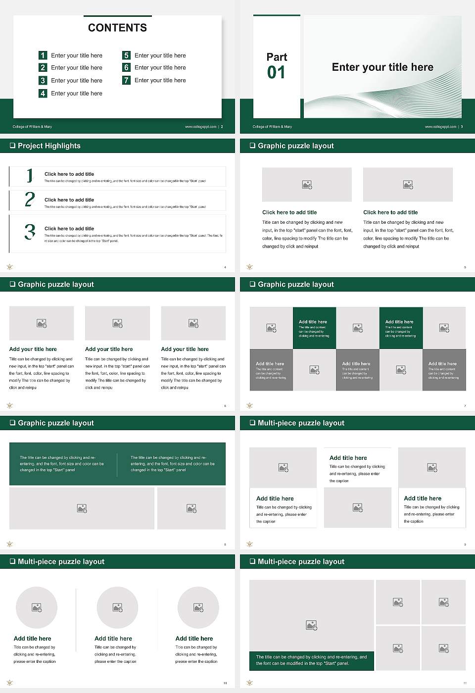 College of William & Mary General Purpose PPT Template16:9 ratio PPT effect preview image2