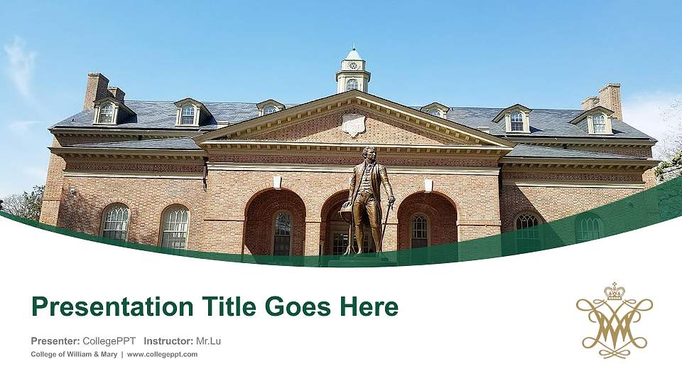 College of William & Mary Course/Courseware Creation PPT Template16:9 ratio PPT effect preview image