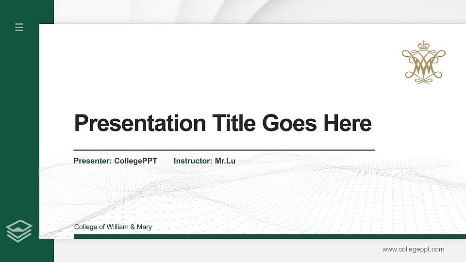 College of William & Mary Thesis Proposal/Graduation Defense PPT Template16:9 ratio PPT effect preview image