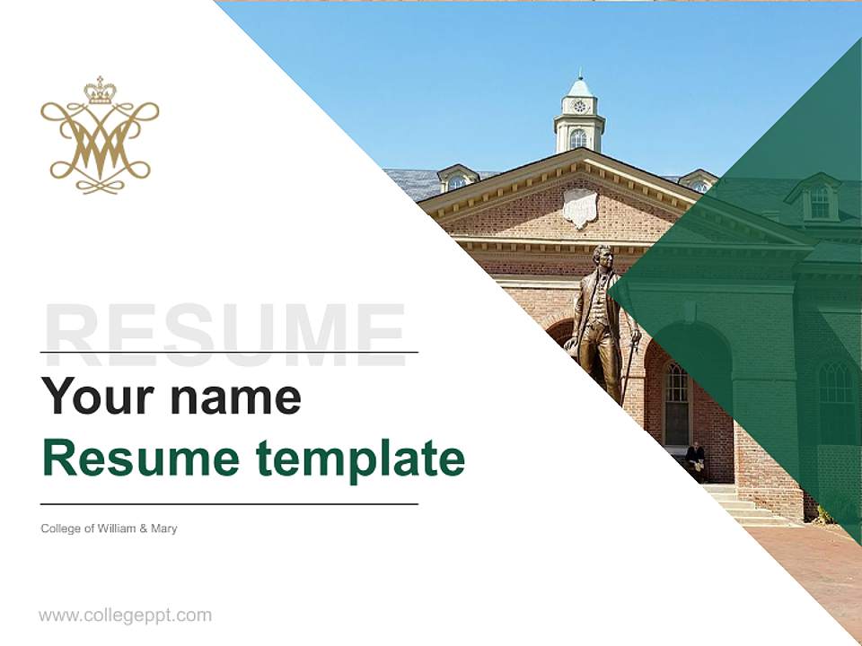College of William & Mary Resume PPT Template4:3 ratio PPT effect preview image5