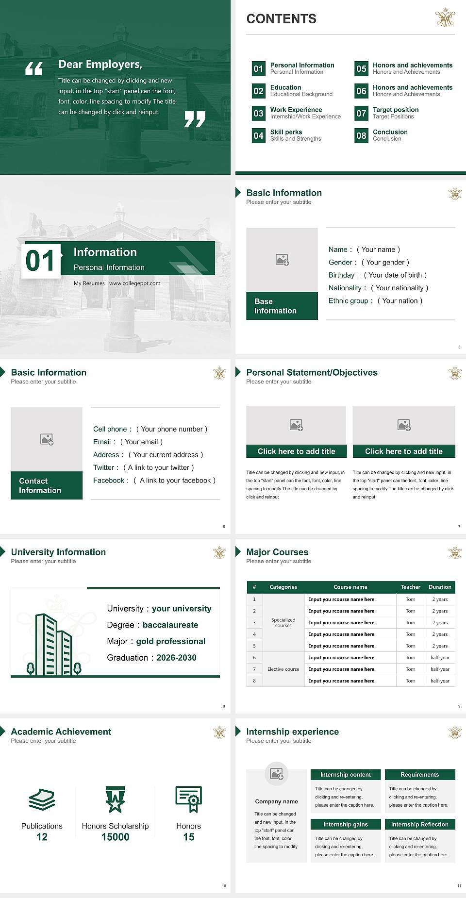 College of William & Mary Resume PPT Template4:3 ratio PPT effect preview image2