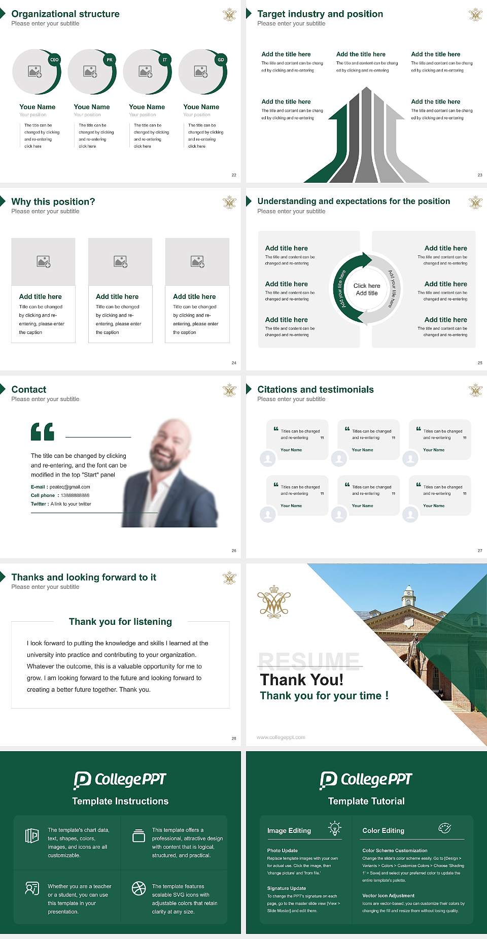 College of William & Mary Resume PPT Template4:3 ratio PPT effect preview image4
