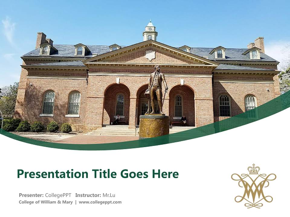 College of William & Mary Course/Courseware Creation PPT Template4:3 ratio PPT effect preview image5