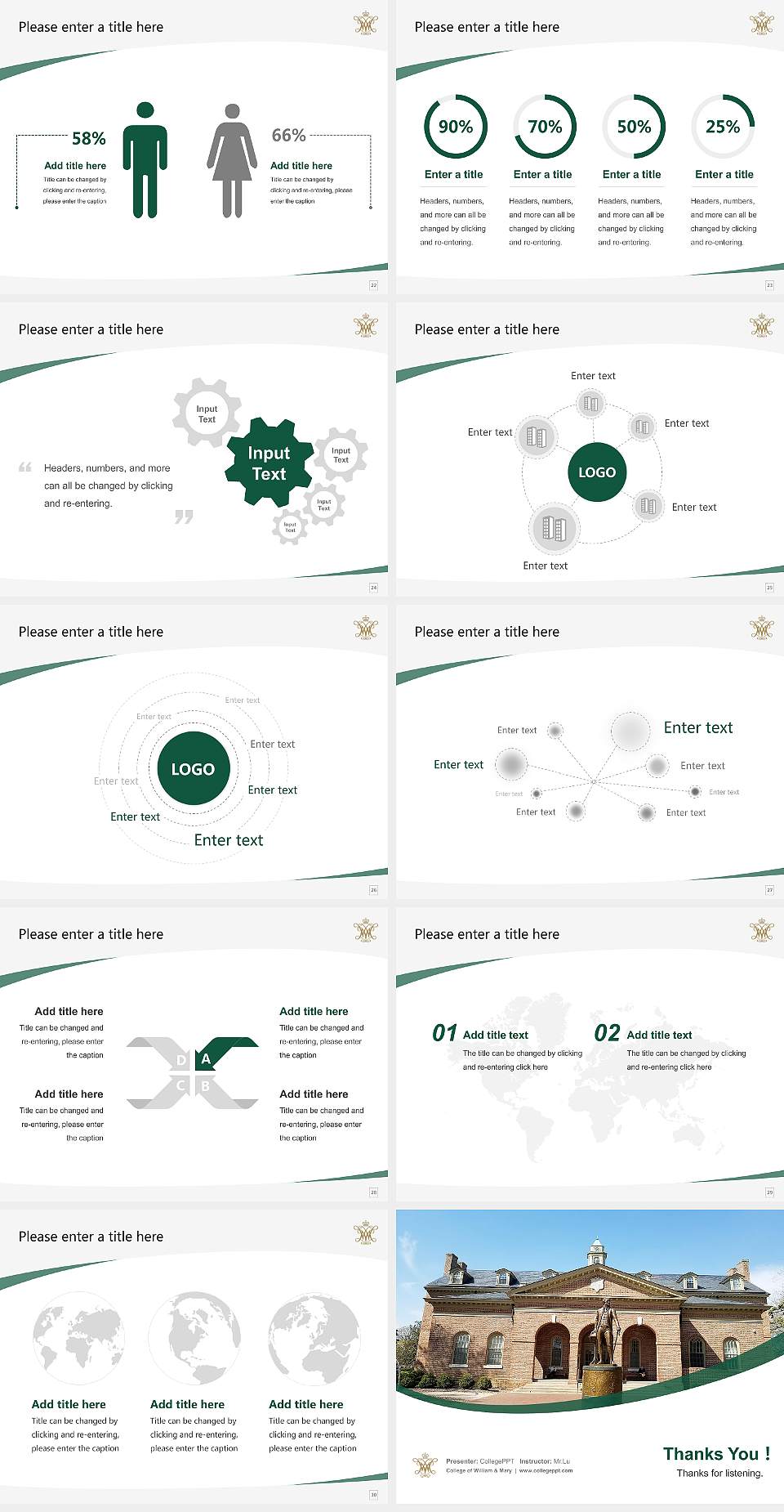 College of William & Mary Course/Courseware Creation PPT Template4:3 ratio PPT effect preview image4