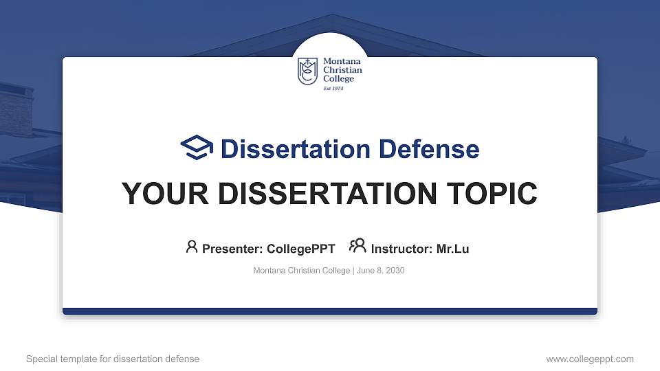 Montana Christian College Graduation Thesis Defense PPT Template16:9 ratio PPT effect preview image
