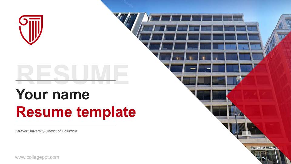 Strayer University-District of Columbia Resume PPT Template16:9 ratio PPT effect preview image