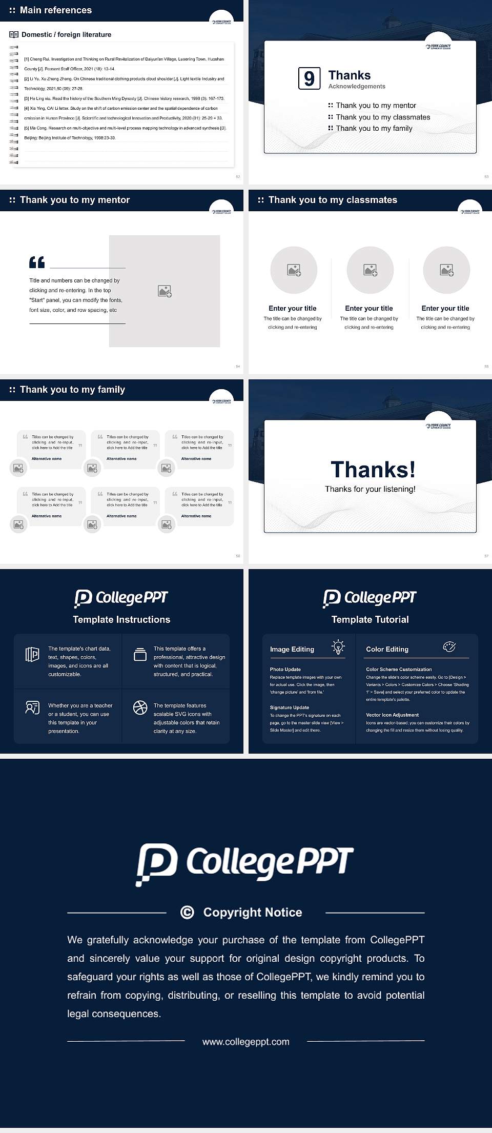 York County Community College Graduation Thesis Defense PPT Template4:3 ratio PPT effect preview image7