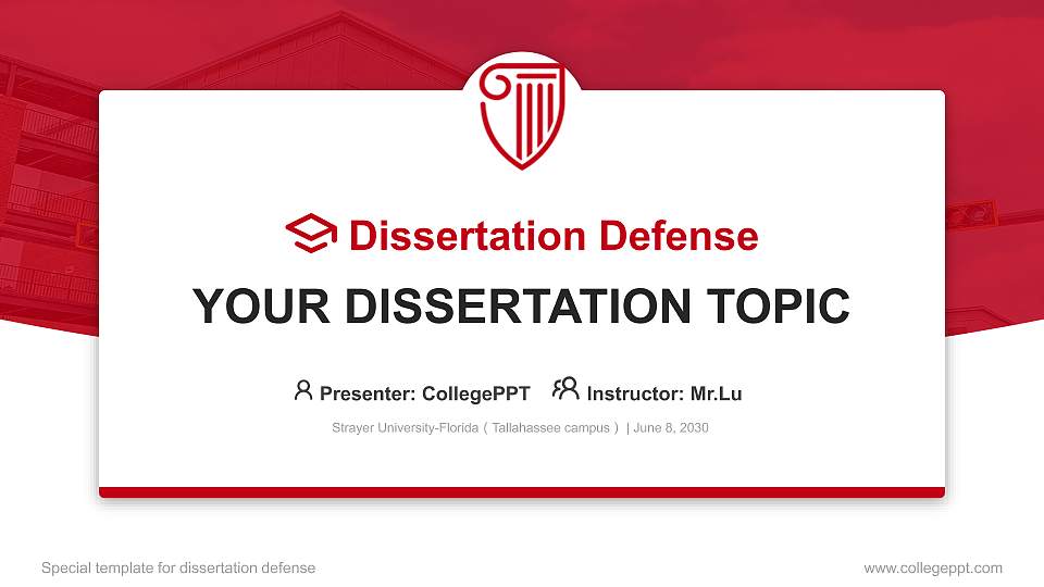 Strayer University-Florida（Tallahassee campus） Graduation Thesis Defense PPT Template16:9 ratio PPT effect preview image