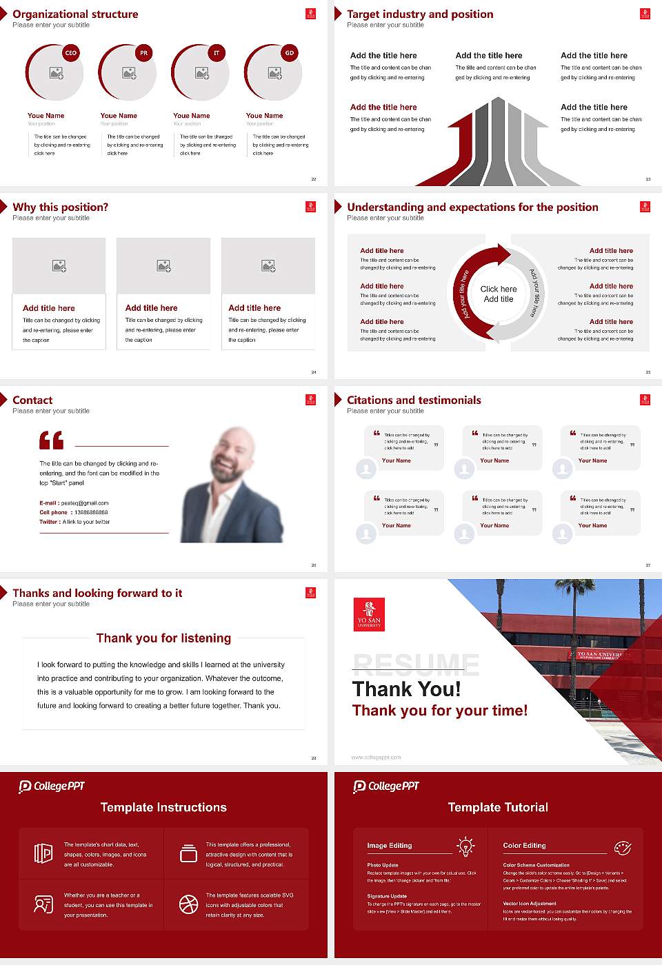 Yo San University of Traditional Chinese Medicine Resume PPT Template16:9 ratio PPT effect preview image4